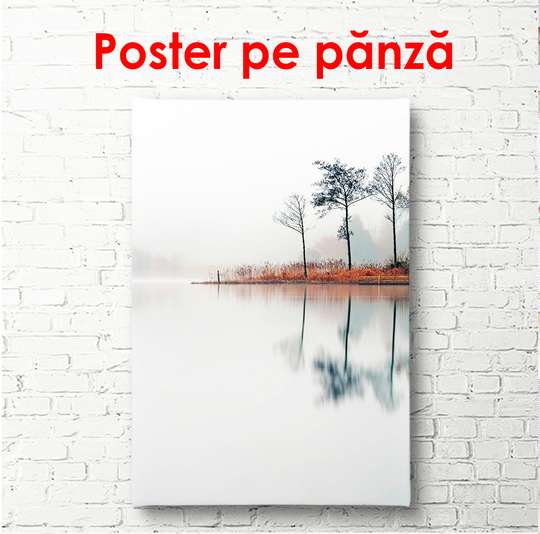 Poster - Lacul într-un parc pe ceață, 45 x 90 см, Poster înrămat