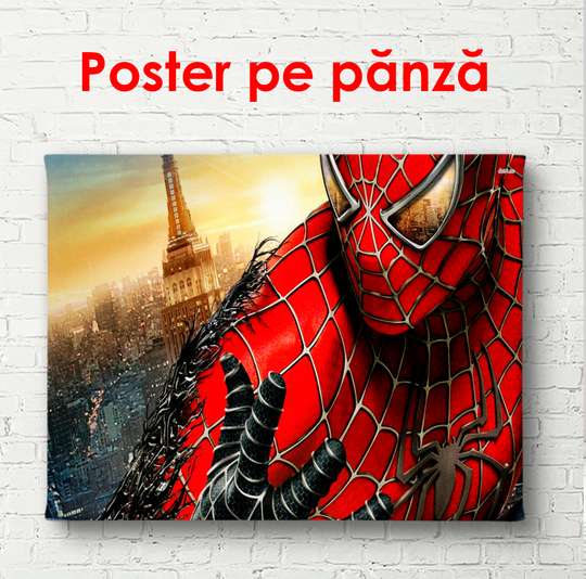 Постер - Человек паук крупным планом, 90 x 60 см, Постер в раме, Для Детей