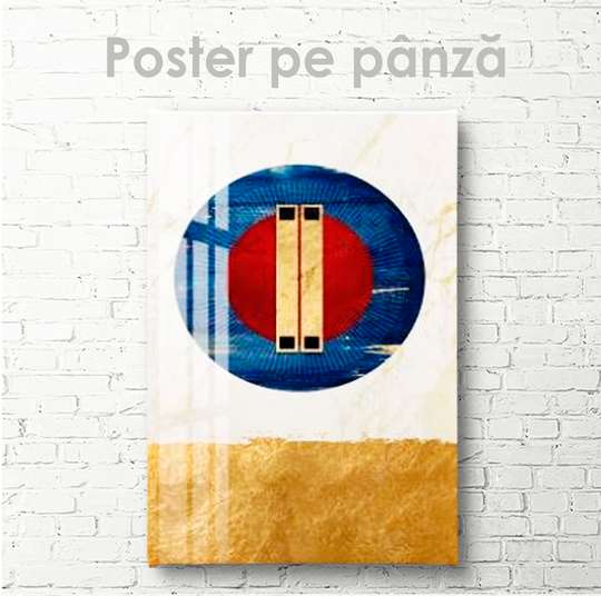 Poster - Geometric pattern with a blue circle, 30 x 45 см, Canvas on frame, Abstract