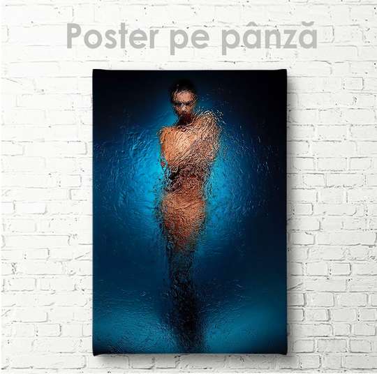 Постер - Девушка за стеклом, 30 x 45 см, Холст на подрамнике