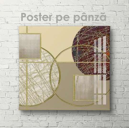 Постер - Круги с линиями, 40 x 40 см, Холст на подрамнике, Абстракция