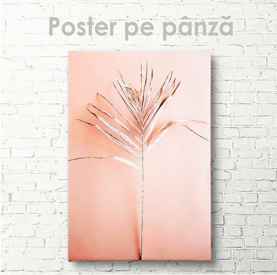 Poster, Frunză tropicală pe fundal roz, 30 x 45 см, Panza pe cadru