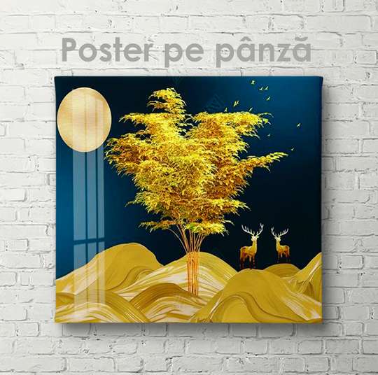 Poster - Landscape in the moonlight, 90 x 60 см, Framed poster on glass