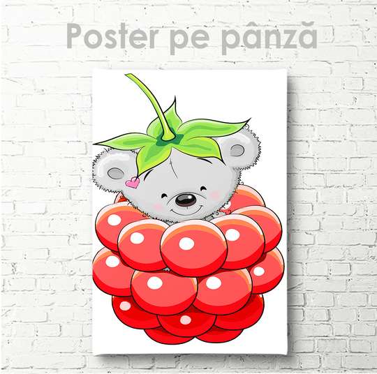 Poster - Koala in a raspberry, 30 x 45 см, Canvas on frame