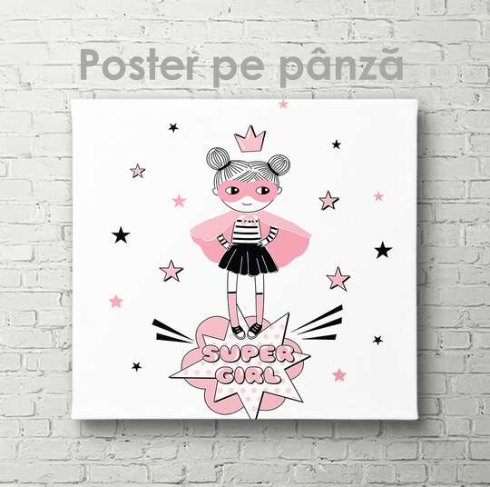 Постер - Супер-девочка, 40 x 40 см, Холст на подрамнике