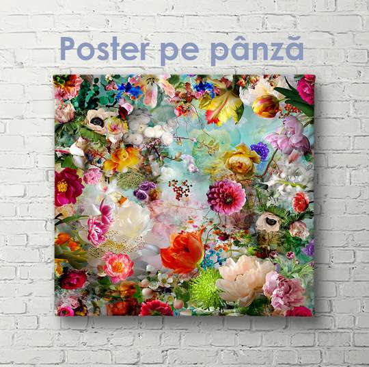 Poster - All flowers in one picture, 40 x 40 см, Canvas on frame