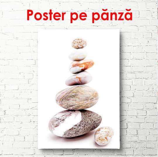 Постер - Камни на белом фоне, 60 x 90 см, Постер в раме