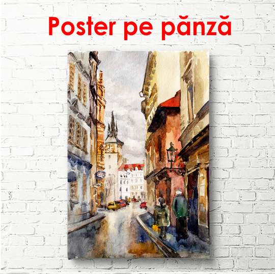 Постер - Красивая старинная улочка, 45 x 90 см, Постер в раме
