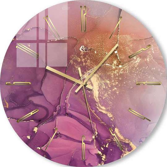Glass clock - Purple with gold, 30cm