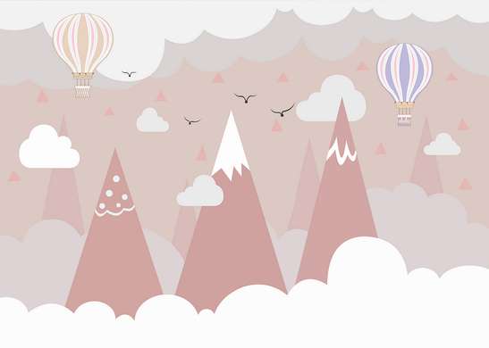 Wall mural for the nursery - Pink mountains