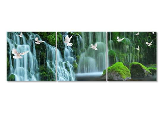 Modular picture, Waterfall in the forest.