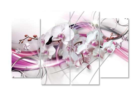 Modular picture, White orchid and pink patterns., 106 x 60
