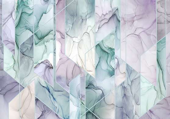 Wall Mural - Fluid Art in soft cold shades
