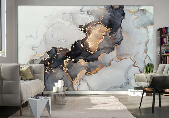 Wall Mural - Grey-black with gold vibe