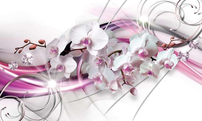 Modular picture, White orchid and pink patterns., 198 x 115