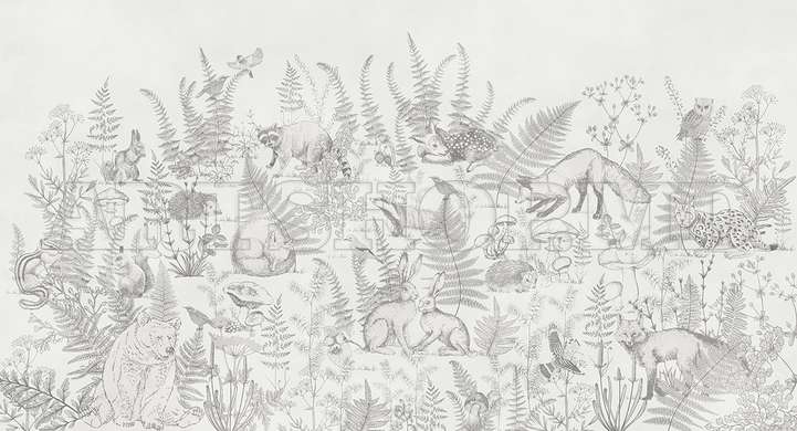 Wall mural - Grey animal sketch