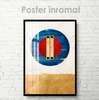 Poster - Geometric pattern with a blue circle, 60 x 90 см, Framed poster on glass, Abstract