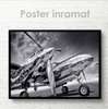 Постер - Черно белый самолет, 45 x 30 см, Холст на подрамнике, Транспорт