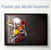 Poster - Bright spices on a black stone, 90 x 60 см, Framed poster on glass