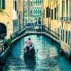 Poster - Gondola sails through the canal, 40 x 40 см, Canvas on frame, Art