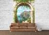 Wall Mural - Arched view of the mountains and the lake.