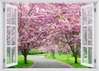 Stickere pentru pereți - Fereastra cu vedere spre un parc înflorit, Imitarea Ferestrei, 130 х 85