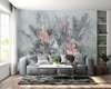 Wall mural - Exotic bouquet with pink flowers in shades of gray blue