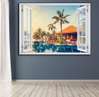 Wall Sticker - 3D window with city view on the water, Window imitation