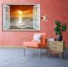 Stickere pentru pereți - Fereastra cu vedere spre un apus de soare la o mare, Imitarea Ferestrei, 130 х 85