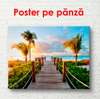 Poster - Wooden bridge near the beach with palm trees, 90 x 60 см, Framed poster, Nature