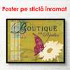 Poster - Green background with white flower and butterfly, 90 x 60 см, Framed poster, Provence