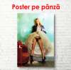 Poster - Kate Moss într-o fustă lângă perete, 60 x 90 см, Poster înrămat, Persoane Celebre
