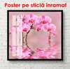 Poster - Orhidee în reflexia apei, 100 x 100 см, Poster înrămat, Flori