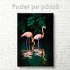 Poster, Flamingos in the dark jungle, 30 x 45 см, Canvas on frame