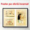 Постер - Египетские картинки на старинном папирусе, 90 x 60 см, Постер в раме, Винтаж