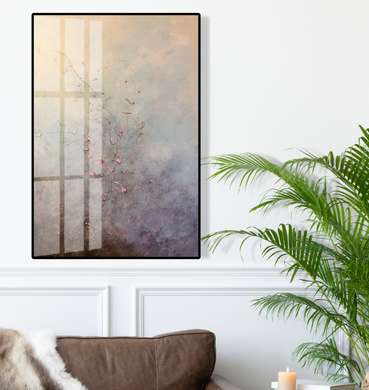 Poster - Crengute cu flori delicate 12, 60 x 90 см, Poster inramat pe sticla