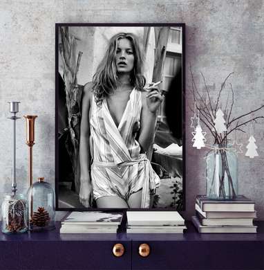 Poster - Portretul modelului Kate Moss, 60 x 90 см, Poster înrămat, Persoane Celebre