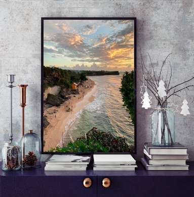 Poster - De-a lungul plajei, 30 x 45 см, Panza pe cadru, Natură