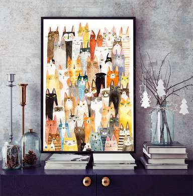 Poster, Pisicile, 60 x 90 см, Poster inramat pe sticla