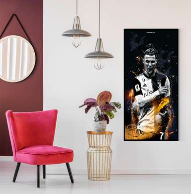 Poster - Fiery Cristiano Ronaldo, 30 x 60 см, Canvas on frame
