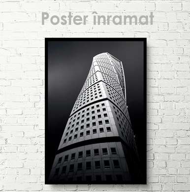Poster - Building, 60 x 90 см, Framed poster on glass, Black & White