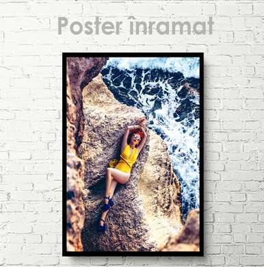 Poster - Girl in a bright swimsuit, 30 x 45 см, Canvas on frame, Nude