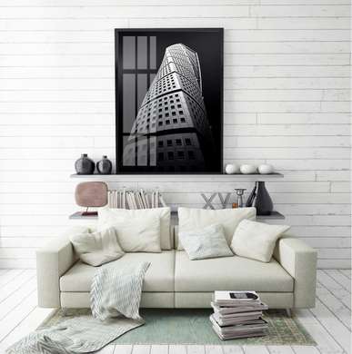 Poster - Building, 60 x 90 см, Framed poster on glass, Black & White