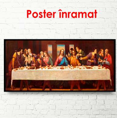 Poster - Evening meal, 150 x 50 см, Framed poster on glass, Religion