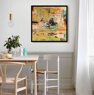 Poster - Green abstraction, 100 x 100 см, Framed poster, Provence