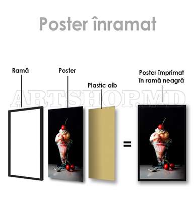 Постер - Фруктовое мороженое, 60 x 90 см, Постер на Стекле в раме, Еда и Напитки