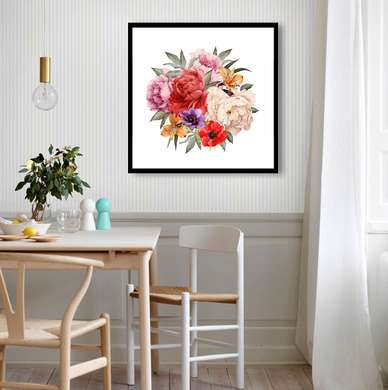 Poster - Ansamblu floral, 100 x 100 см, Poster înrămat