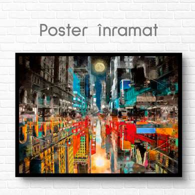 Постер - Абстрактный ночной город, 60 x 40 см, Холст на подрамнике