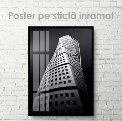 Постер - Здание, 60 x 90 см, Постер на Стекле в раме, Черно Белые