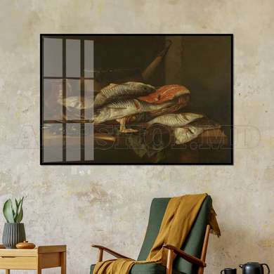 Постер - Рыбный натюрморт, 90 x 60 см, Постер в раме, Натюрморт